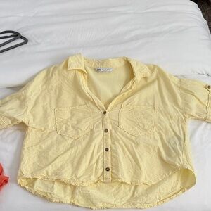 Zara Pale Yellow Casual Shirt